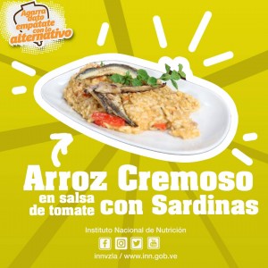 arroz cremoso en salsa de tomate y sardinas